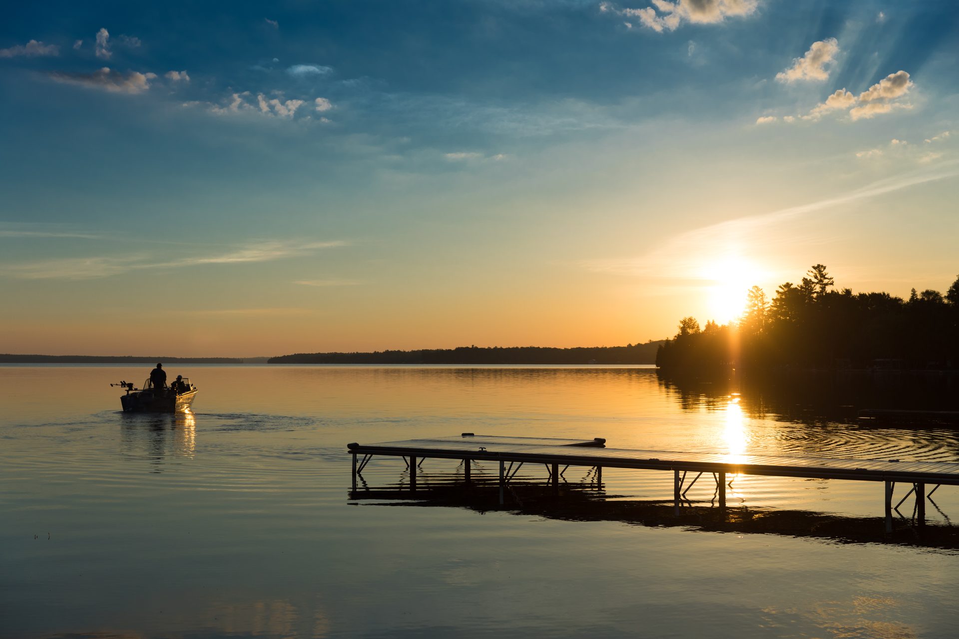 Fishing boat at sunrise